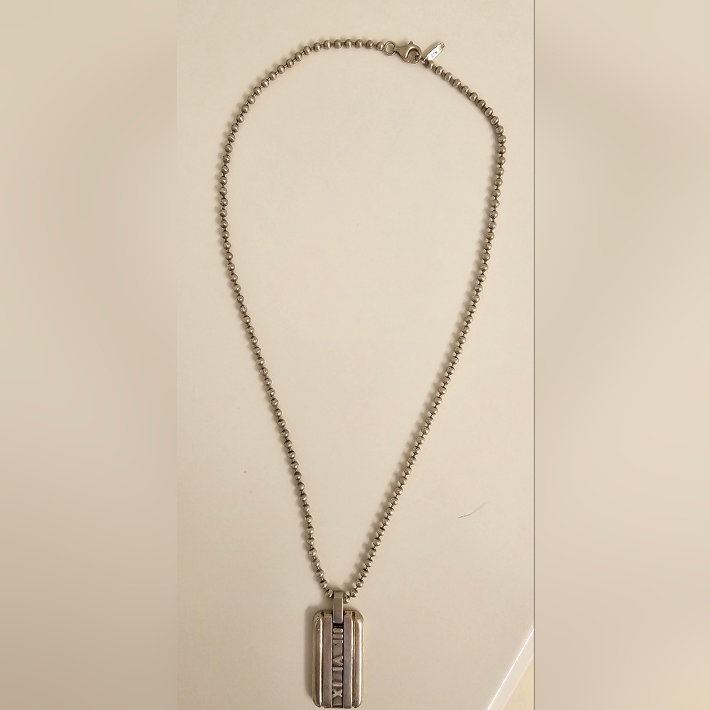 Tiffany & Co. Atlas Dog Tag Roman Numeral Necklace